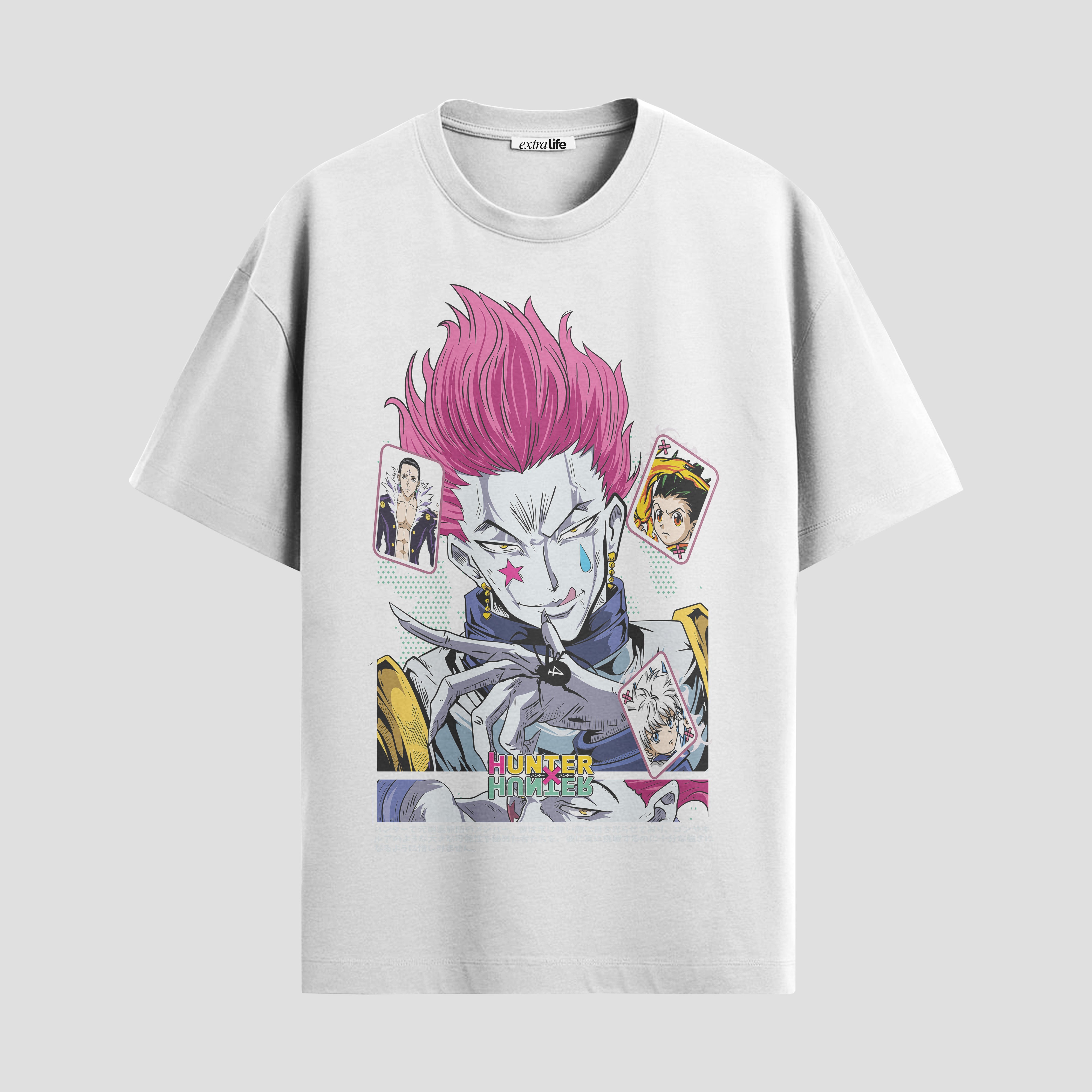 Playera urbana de anime y gaming ExtraLife MX, corte Standard Fit unisex ligero y transpirable en color Deep Black y Pure White, ropa de uso diario para gym y casual.