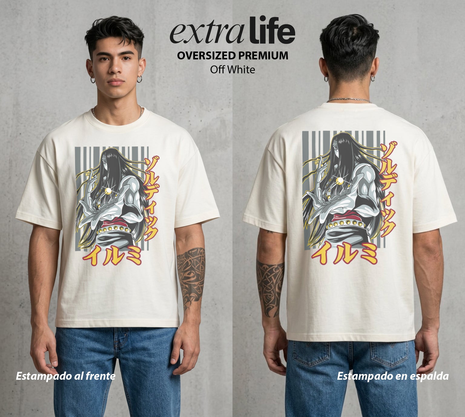 La Prueba del Cazador | La Aguja del Clan #01710 - Playera Oversized Premium | Off White - Foto en modelo
