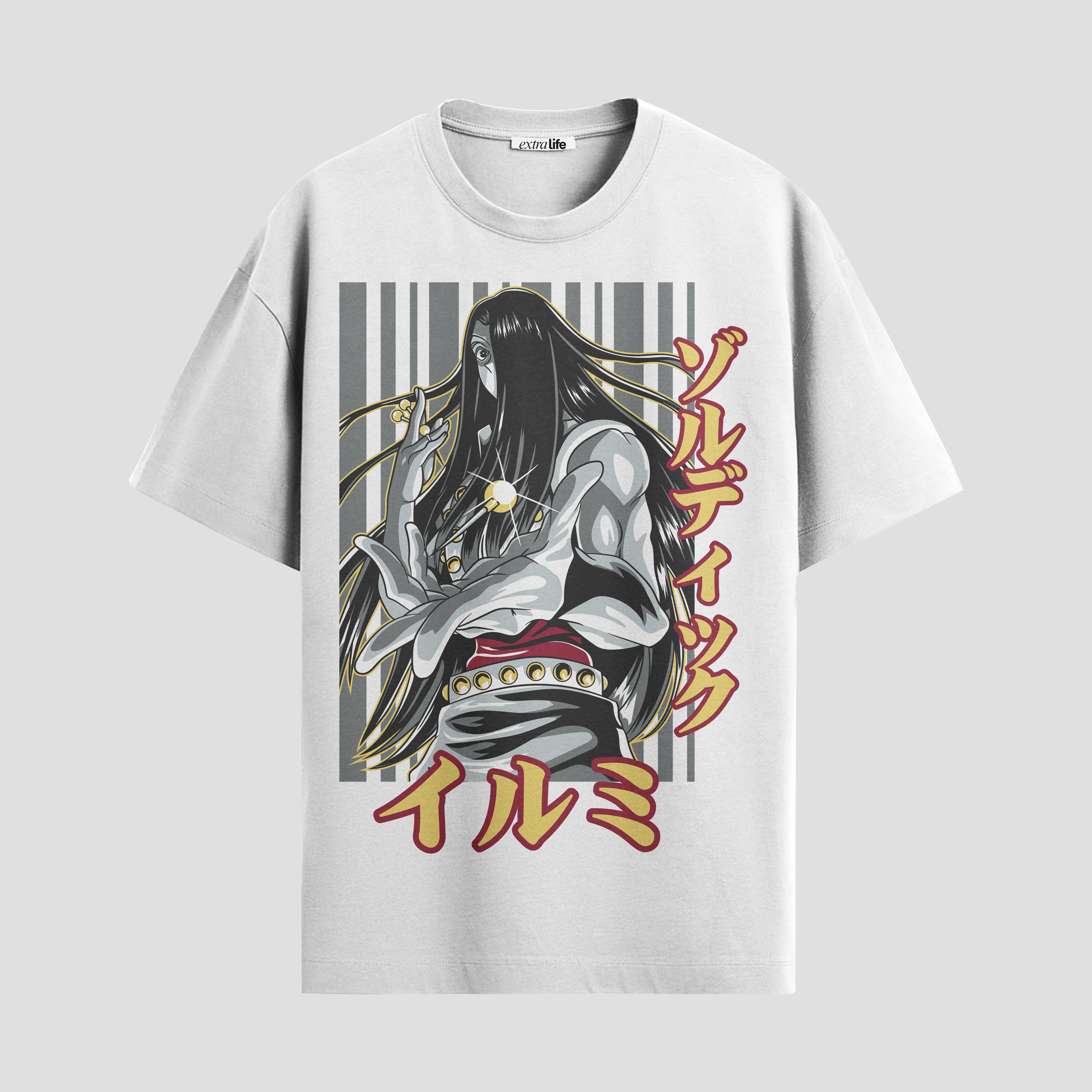 Playera urbana de anime y gaming ExtraLife MX, corte Standard Fit unisex ligero y transpirable en color Deep Black y Pure White, ropa de uso diario para gym y casual.