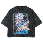 Playera streetwear premium de anime y gaming ExtraLife MX, corte boxy deluxe mineral wash heavyweight en color Acid Wash, moda urbana mexicana de culto.