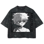 Playera streetwear premium de anime y gaming ExtraLife MX, corte boxy deluxe mineral wash heavyweight en color Acid Wash, moda urbana mexicana de culto.