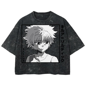 Playera streetwear premium de anime y gaming ExtraLife MX, corte boxy deluxe mineral wash heavyweight en color Acid Wash, moda urbana mexicana de culto.