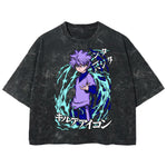 Playera streetwear premium de anime y gaming ExtraLife MX, corte boxy deluxe mineral wash heavyweight en color Acid Wash, moda urbana mexicana de culto.