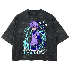 Playera streetwear premium de anime y gaming ExtraLife MX, corte boxy deluxe mineral wash heavyweight en color Acid Wash, moda urbana mexicana de culto.