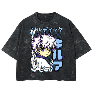 Playera streetwear premium de anime y gaming ExtraLife MX, corte boxy deluxe mineral wash heavyweight en color Acid Wash, moda urbana mexicana de culto.