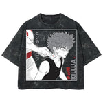 Playera streetwear premium de anime y gaming ExtraLife MX, corte boxy deluxe mineral wash heavyweight en color Acid Wash, moda urbana mexicana de culto.