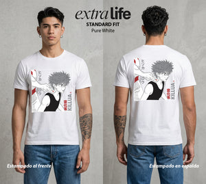 La Prueba del Cazador | El Rayo Asesino #01719 - Playera Standard Fit | Pure White - Foto en modelo
