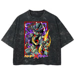 Playera streetwear premium de anime y gaming ExtraLife MX, corte boxy deluxe mineral wash heavyweight en color Acid Wash, moda urbana mexicana de culto.