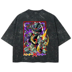 Playera streetwear premium de anime y gaming ExtraLife MX, corte boxy deluxe mineral wash heavyweight en color Acid Wash, moda urbana mexicana de culto.