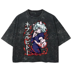 Playera streetwear premium de anime y gaming ExtraLife MX, corte boxy deluxe mineral wash heavyweight en color Acid Wash, moda urbana mexicana de culto.