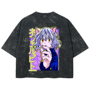 Playera streetwear premium de anime y gaming ExtraLife MX, corte boxy deluxe mineral wash heavyweight en color Acid Wash, moda urbana mexicana de culto.
