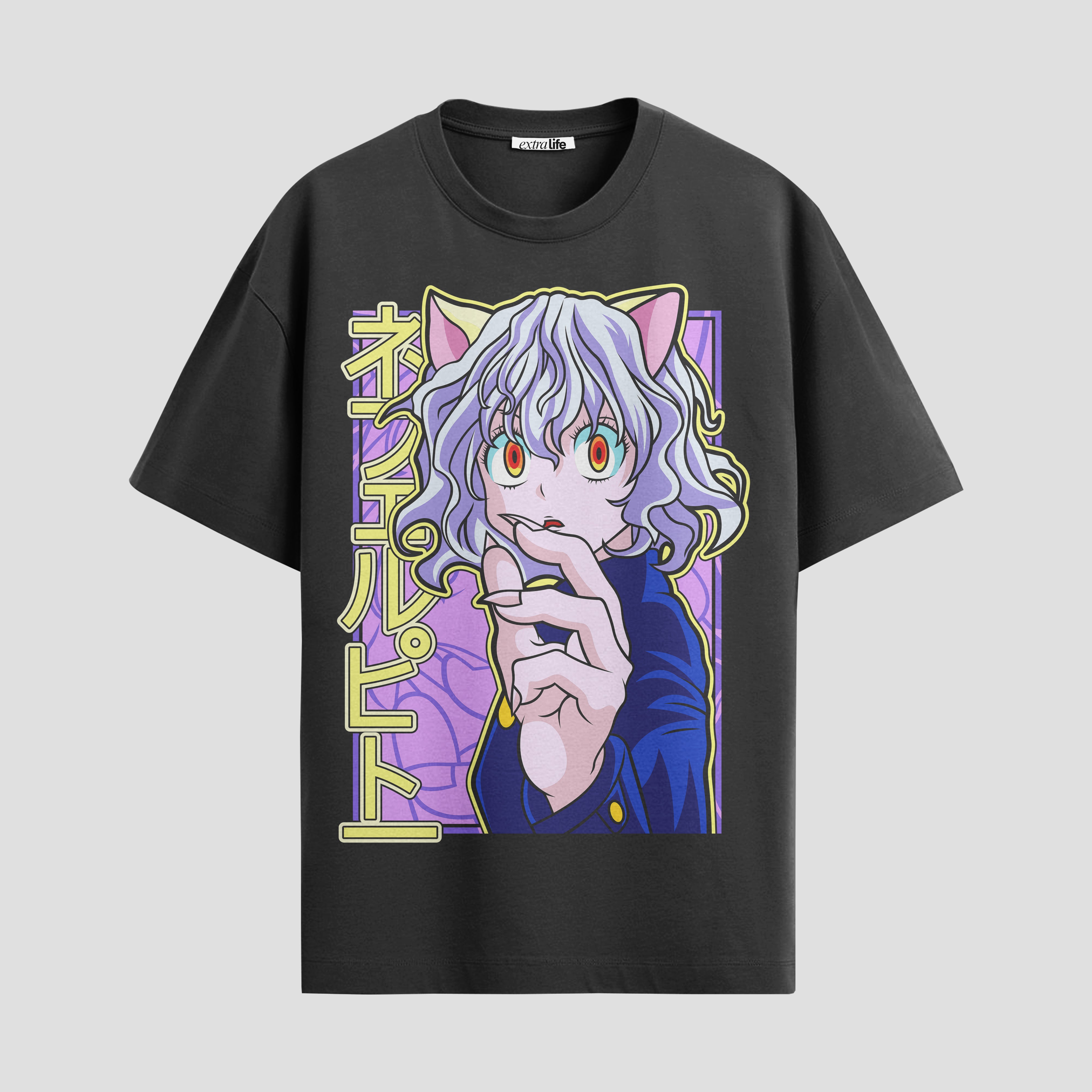 Playera urbana de anime y gaming ExtraLife MX, corte Standard Fit unisex ligero y transpirable en color Deep Black y Pure White, ropa de uso diario para gym y casual.