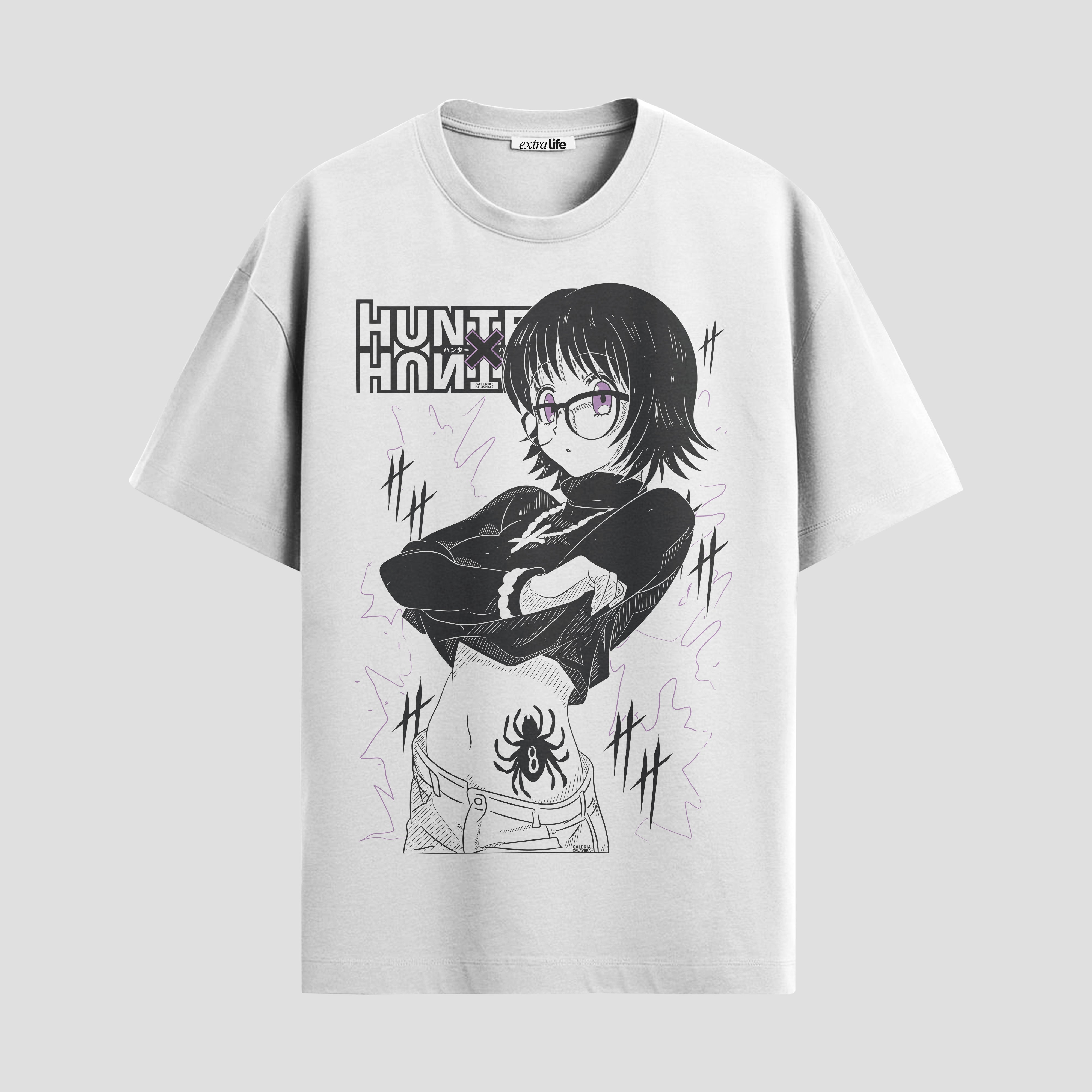 Playera urbana de anime y gaming ExtraLife MX, corte Standard Fit unisex ligero y transpirable en color Deep Black y Pure White, ropa de uso diario para gym y casual.