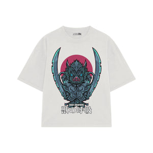 Playera streetwear premium de anime y gaming ExtraLife MX, corte oversized drop shoulder ligero y fresco en color Deep Black y Off-White, moda urbana mexicana de culto.