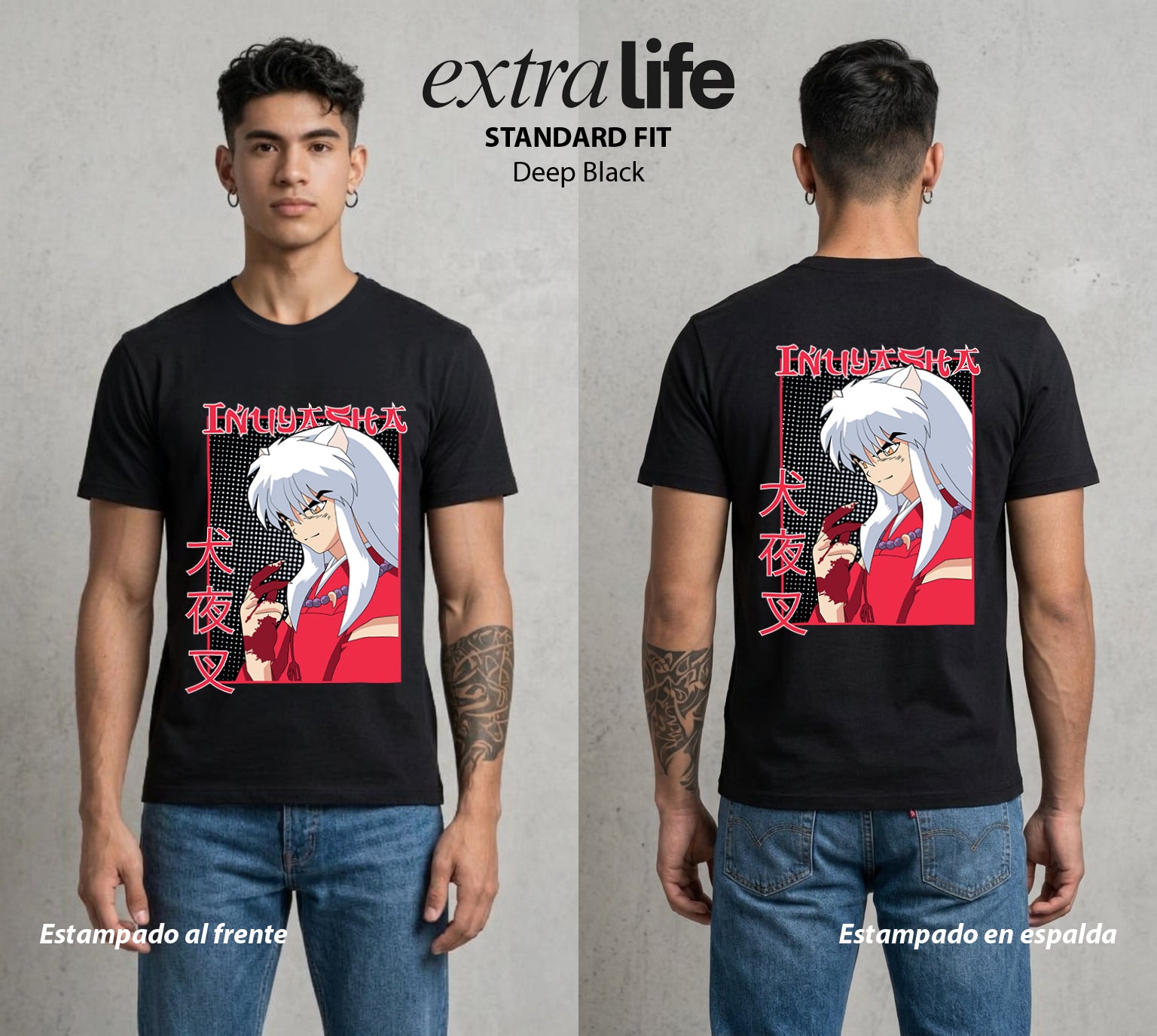 El Medio Demonio | El Demonio Desatado #01734 - Playera Standard Fit | Deep Black - Foto en modelo