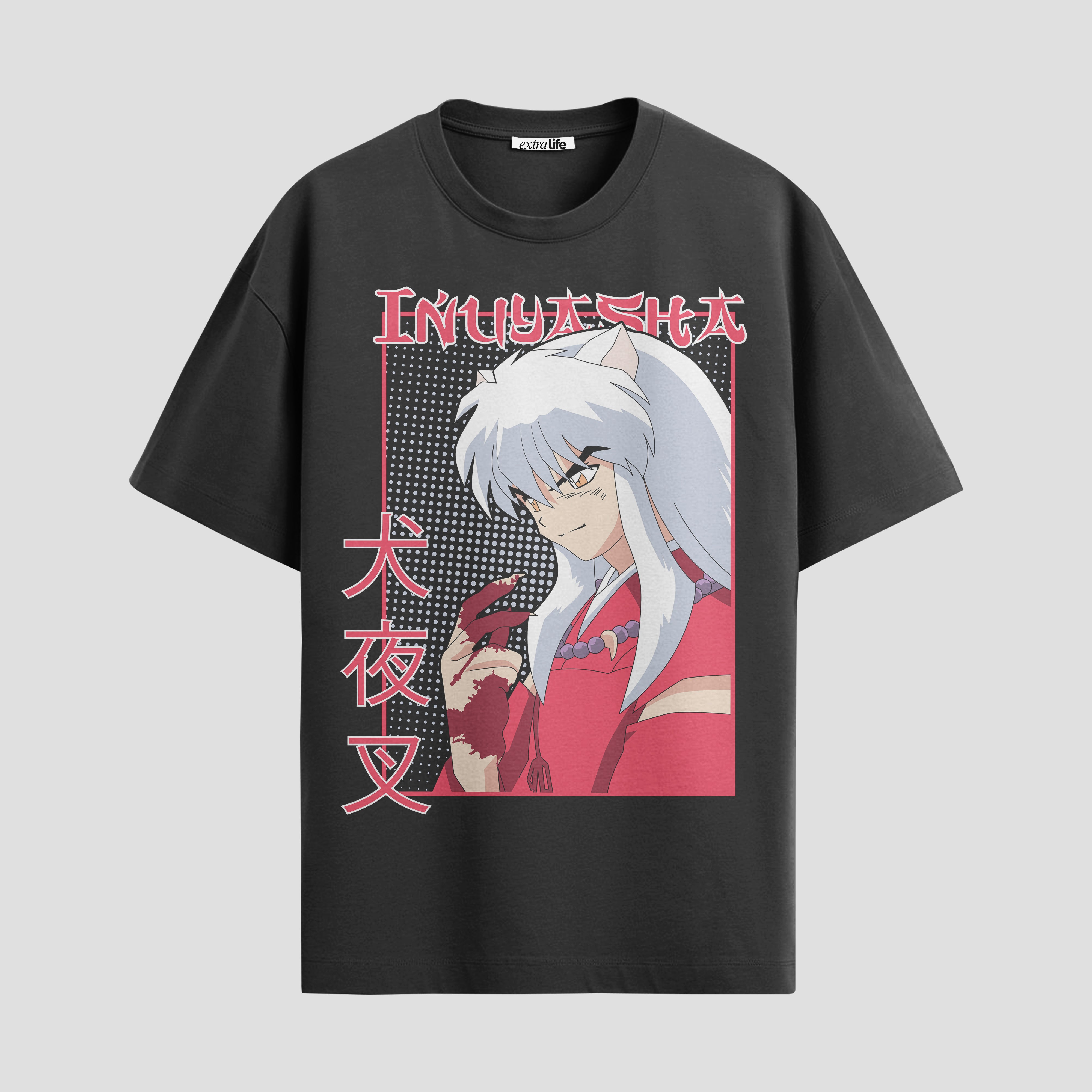 Playera urbana de anime y gaming ExtraLife MX, corte Standard Fit unisex ligero y transpirable en color Deep Black y Pure White, ropa de uso diario para gym y casual.