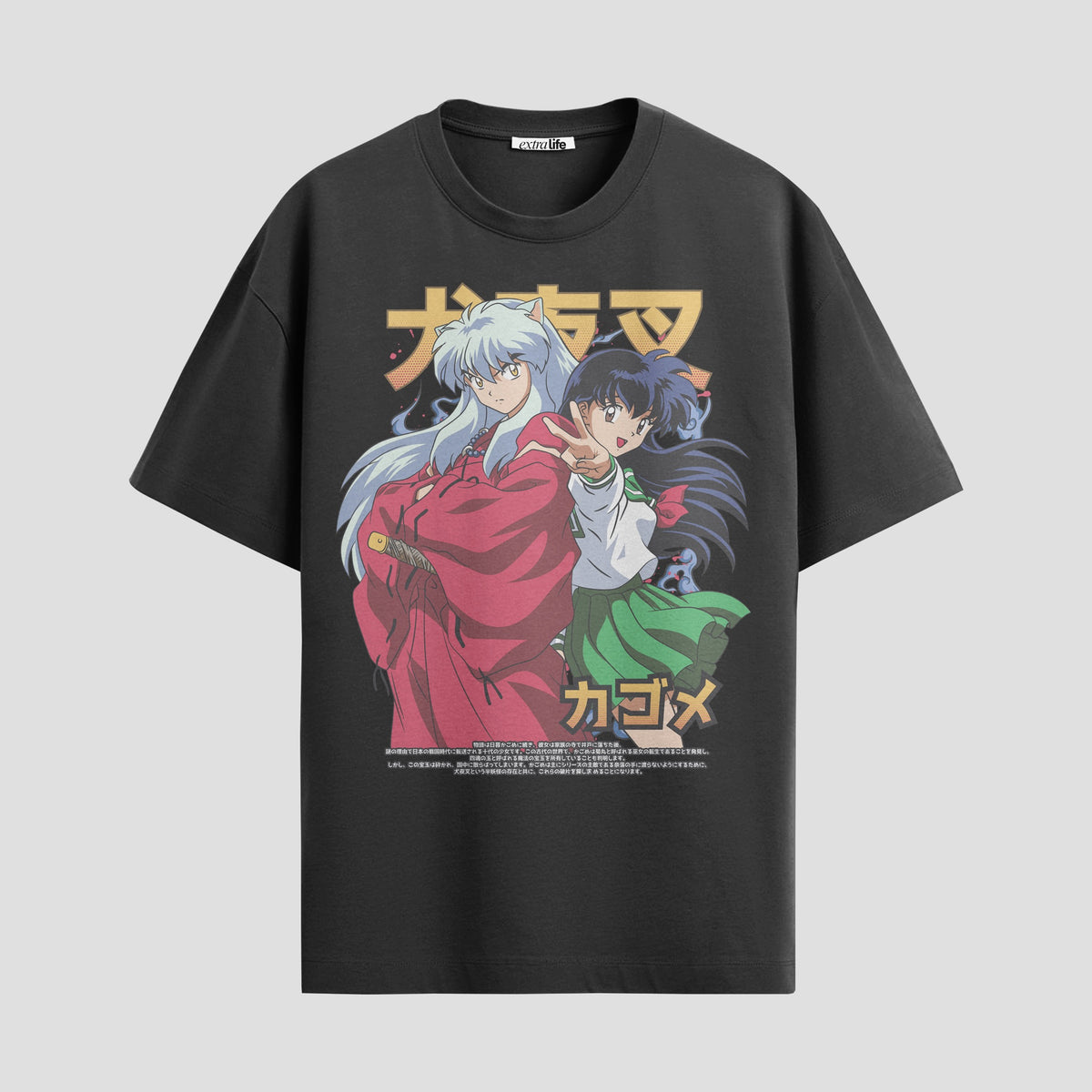 Playera urbana de anime y gaming ExtraLife MX, corte Classic Premium unisex ligero y transpirable en color Deep Black y Pure White, ropa de uso diario para gym y casual.