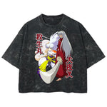 Playera streetwear premium de anime y gaming ExtraLife MX, corte boxy deluxe mineral wash heavyweight en color Acid Wash, moda urbana mexicana de culto.