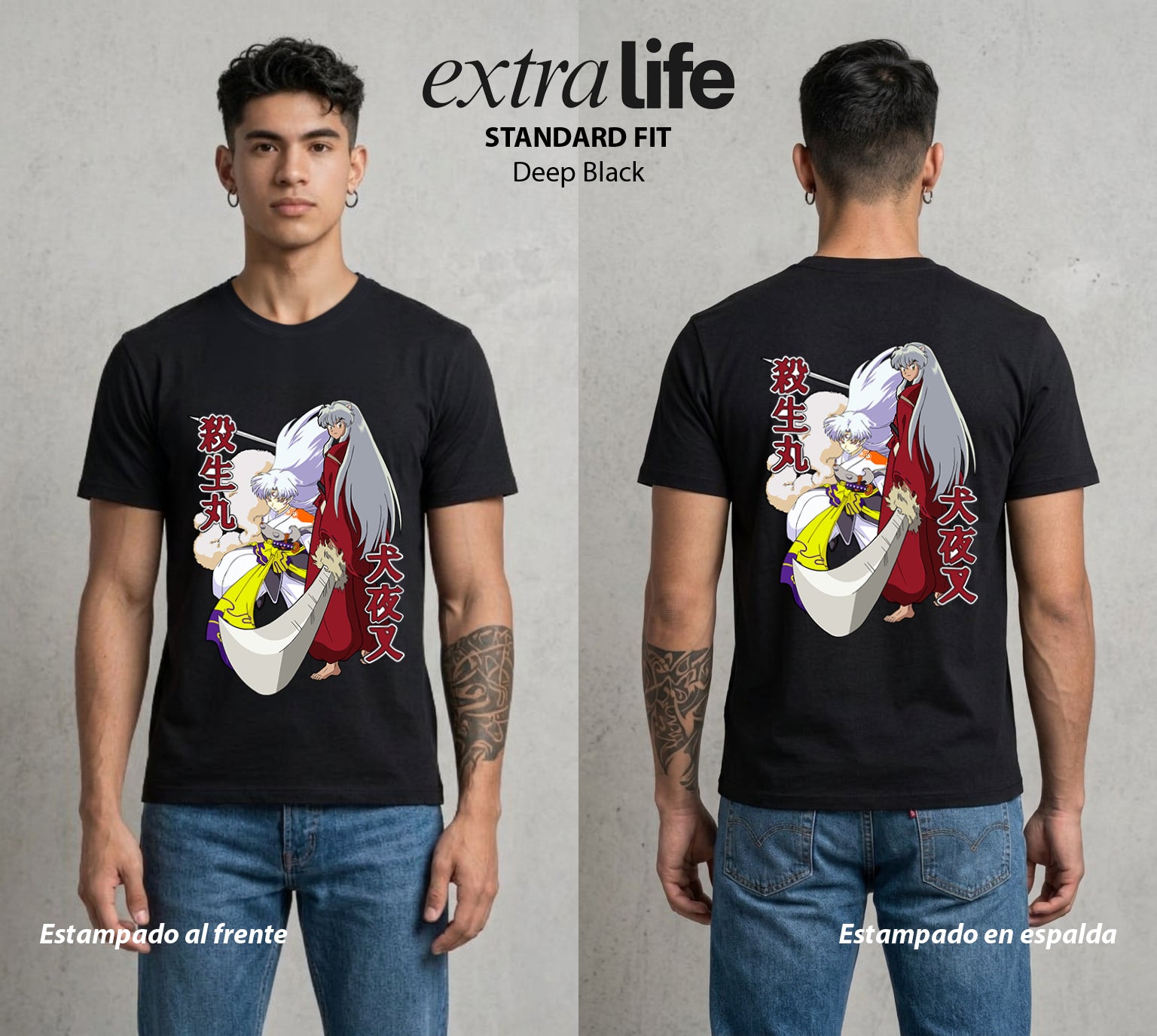 El Medio Demonio | El Demonio del Frio #01736 - Playera Standard Fit | Deep Black - Foto en modelo
