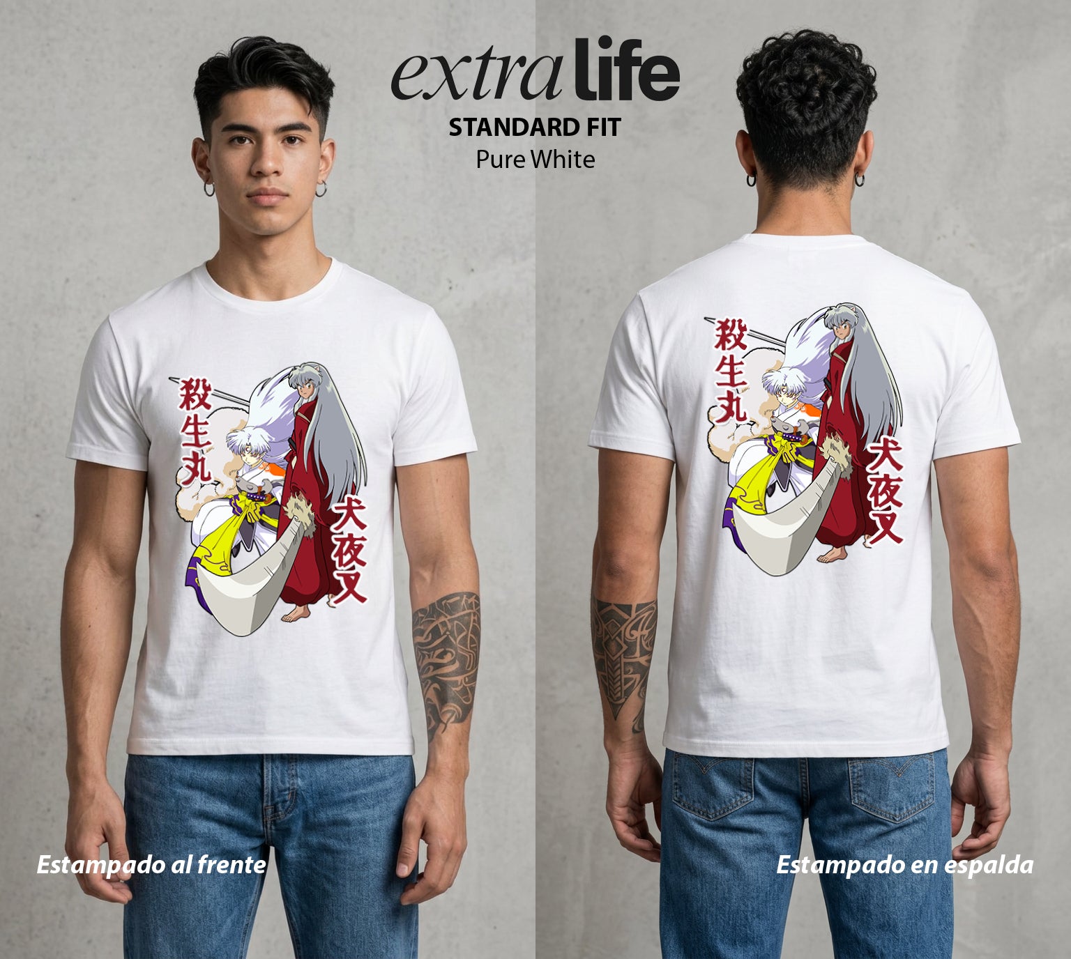 El Medio Demonio | El Demonio del Frio #01736 - Playera Standard Fit | Pure White - Foto en modelo