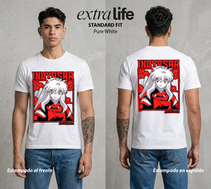 El Medio Demonio | La Tessaiga del Bien #01737 - Playera Standard Fit | Pure White - Foto en modelo