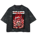 Playera streetwear premium de anime y gaming ExtraLife MX, corte boxy deluxe mineral wash heavyweight en color Acid Wash, moda urbana mexicana de culto.