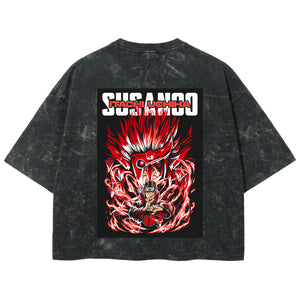Playera streetwear premium de anime y gaming ExtraLife MX, corte boxy deluxe mineral wash heavyweight en color Acid Wash, moda urbana mexicana de culto.