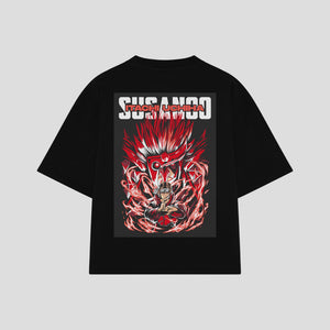 Playera streetwear premium de anime y gaming ExtraLife MX, corte oversized drop shoulder ligero y fresco en color Deep Black y Off-White, moda urbana mexicana de culto.