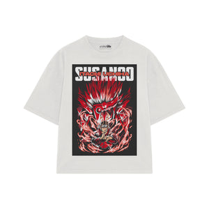 Playera streetwear premium de anime y gaming ExtraLife MX, corte oversized drop shoulder ligero y fresco en color Deep Black y Off-White, moda urbana mexicana de culto.