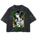 Playera streetwear premium de anime y gaming ExtraLife MX, corte boxy deluxe mineral wash heavyweight en color Acid Wash, moda urbana mexicana de culto.
