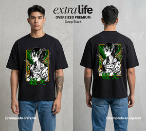 Mas Alla del Muro | La Libertad o la Muerte #01740 - Playera Oversized Premium | Deep Black - Foto en modelo