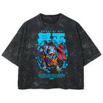 Playera streetwear premium de anime y gaming ExtraLife MX, corte boxy deluxe mineral wash heavyweight en color Acid Wash, moda urbana mexicana de culto.