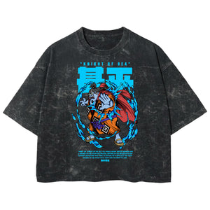 Playera streetwear premium de anime y gaming ExtraLife MX, corte boxy deluxe mineral wash heavyweight en color Acid Wash, moda urbana mexicana de culto.