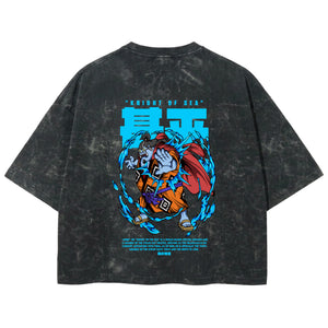 Playera streetwear premium de anime y gaming ExtraLife MX, corte boxy deluxe mineral wash heavyweight en color Acid Wash, moda urbana mexicana de culto.