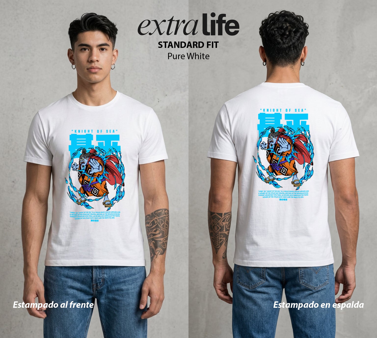 Mar de los Piratas | Caballero del Mar #01741 - Playera Standard Fit | Pure White - Foto en modelo