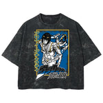 Playera streetwear premium de anime y gaming ExtraLife MX, corte boxy deluxe mineral wash heavyweight en color Acid Wash, moda urbana mexicana de culto.