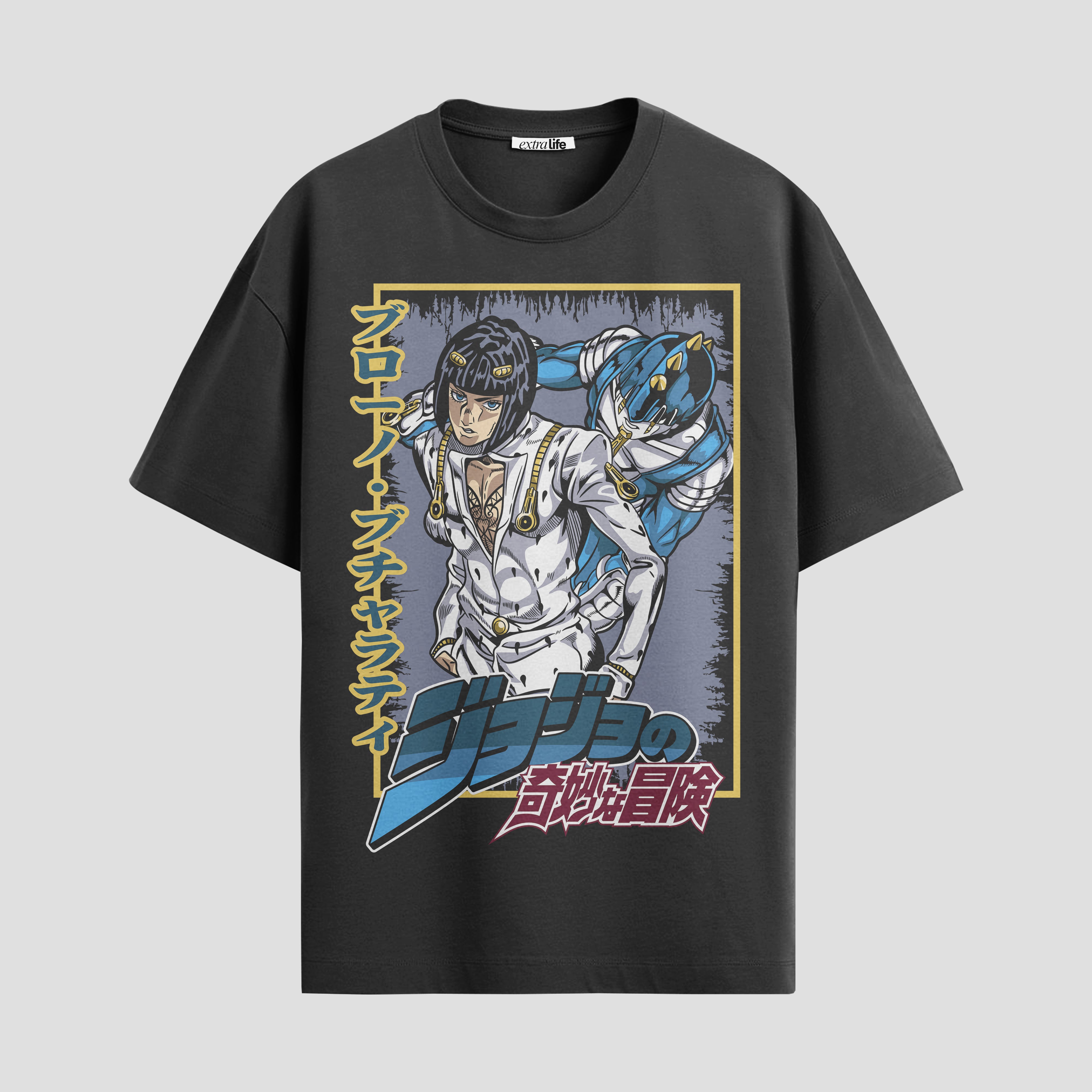 Playera urbana de anime y gaming ExtraLife MX, corte Standard Fit unisex ligero y transpirable en color Deep Black y Pure White, ropa de uso diario para gym y casual.