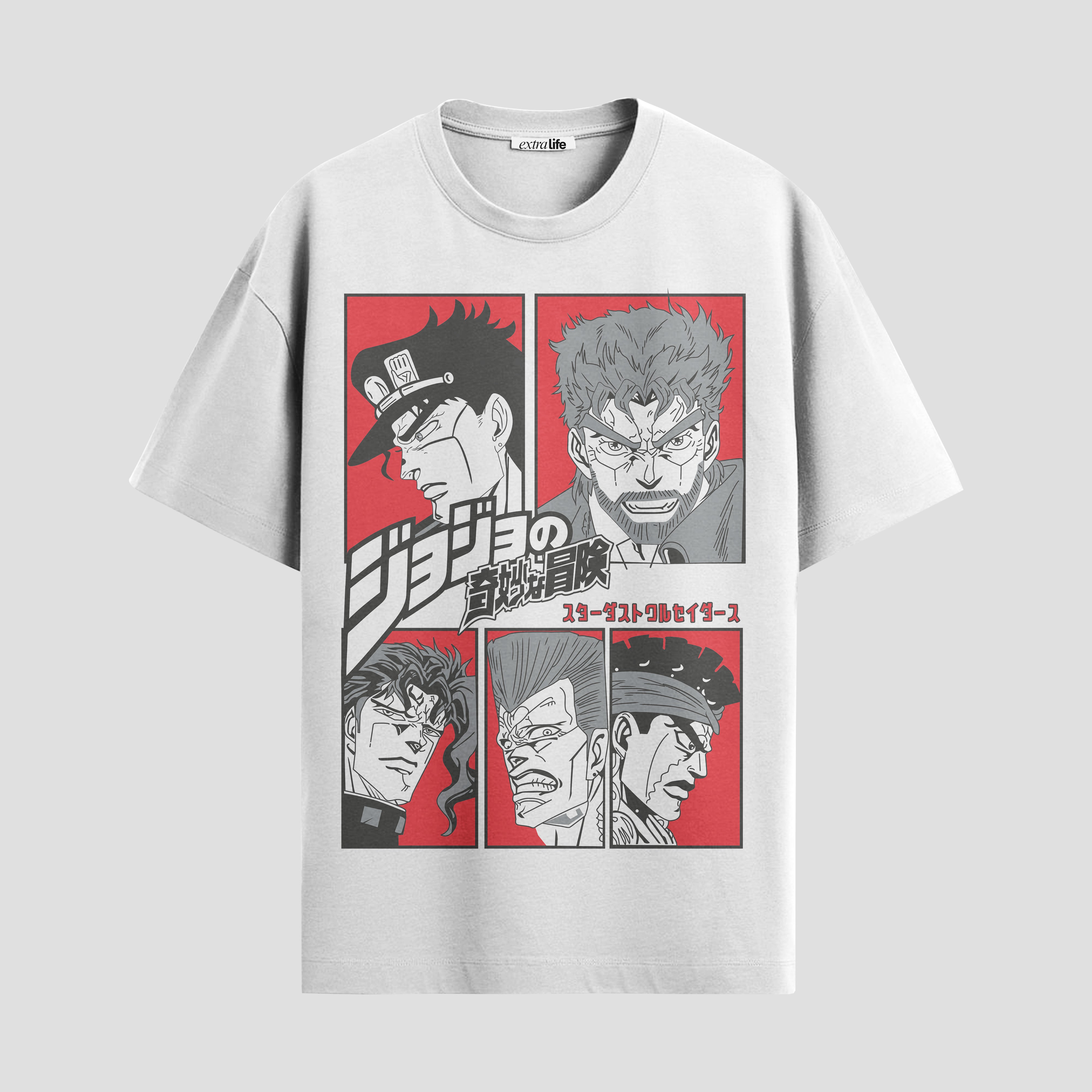 Playera urbana de anime y gaming ExtraLife MX, corte Standard Fit unisex ligero y transpirable en color Deep Black y Pure White, ropa de uso diario para gym y casual.