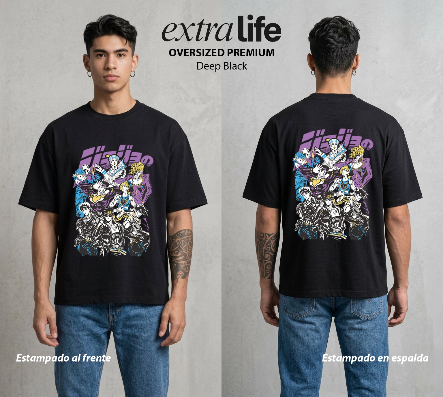La Extrana Aventura | Los Heroes de la Aventura #01746 - Playera Oversized Premium | Deep Black - Foto en modelo