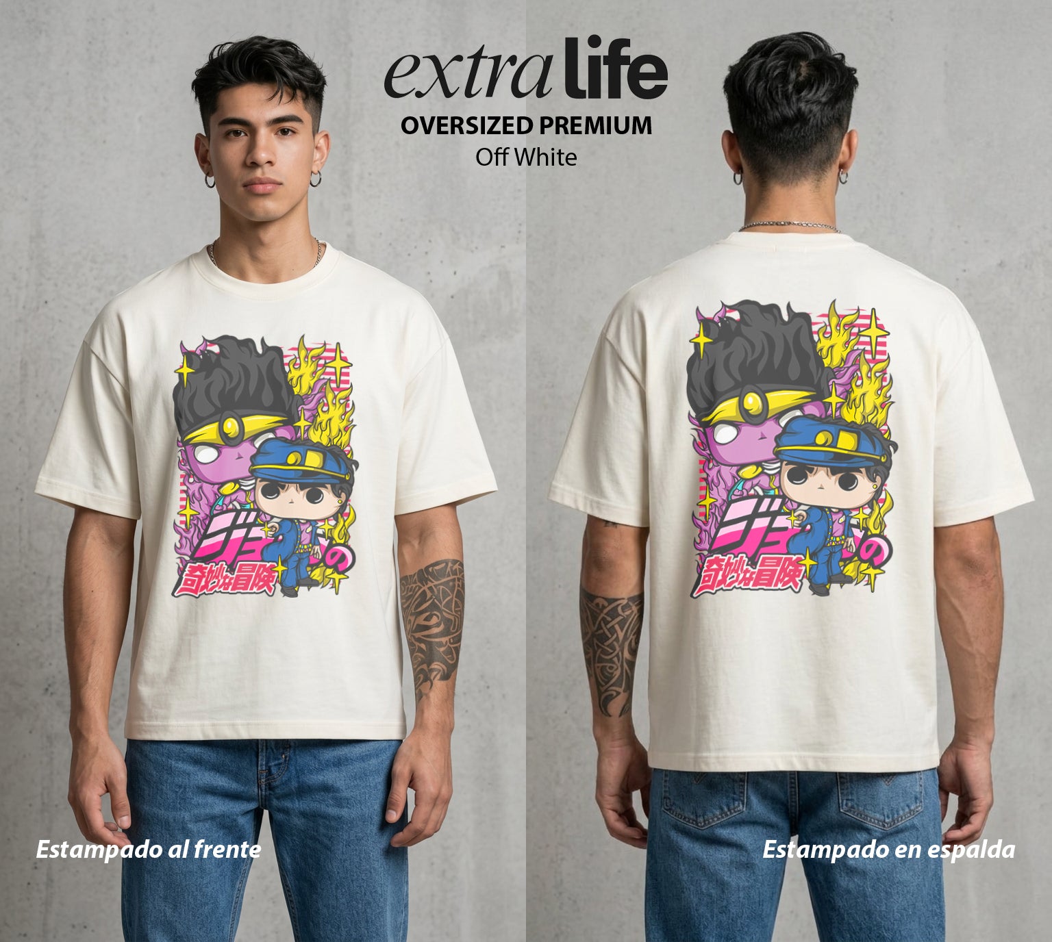 La Extrana Aventura | ORA ORA ORA Pop Art #01748 - Playera Oversized Premium | Off White - Foto en modelo