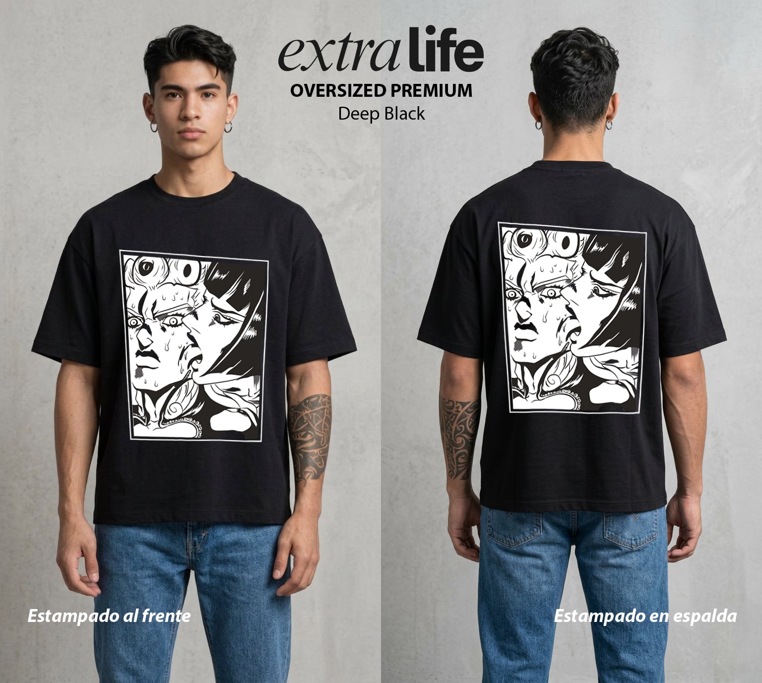 La Extrana Aventura | El Sueño Dorado #01751 - Playera Oversized Premium | Deep Black - Foto en modelo