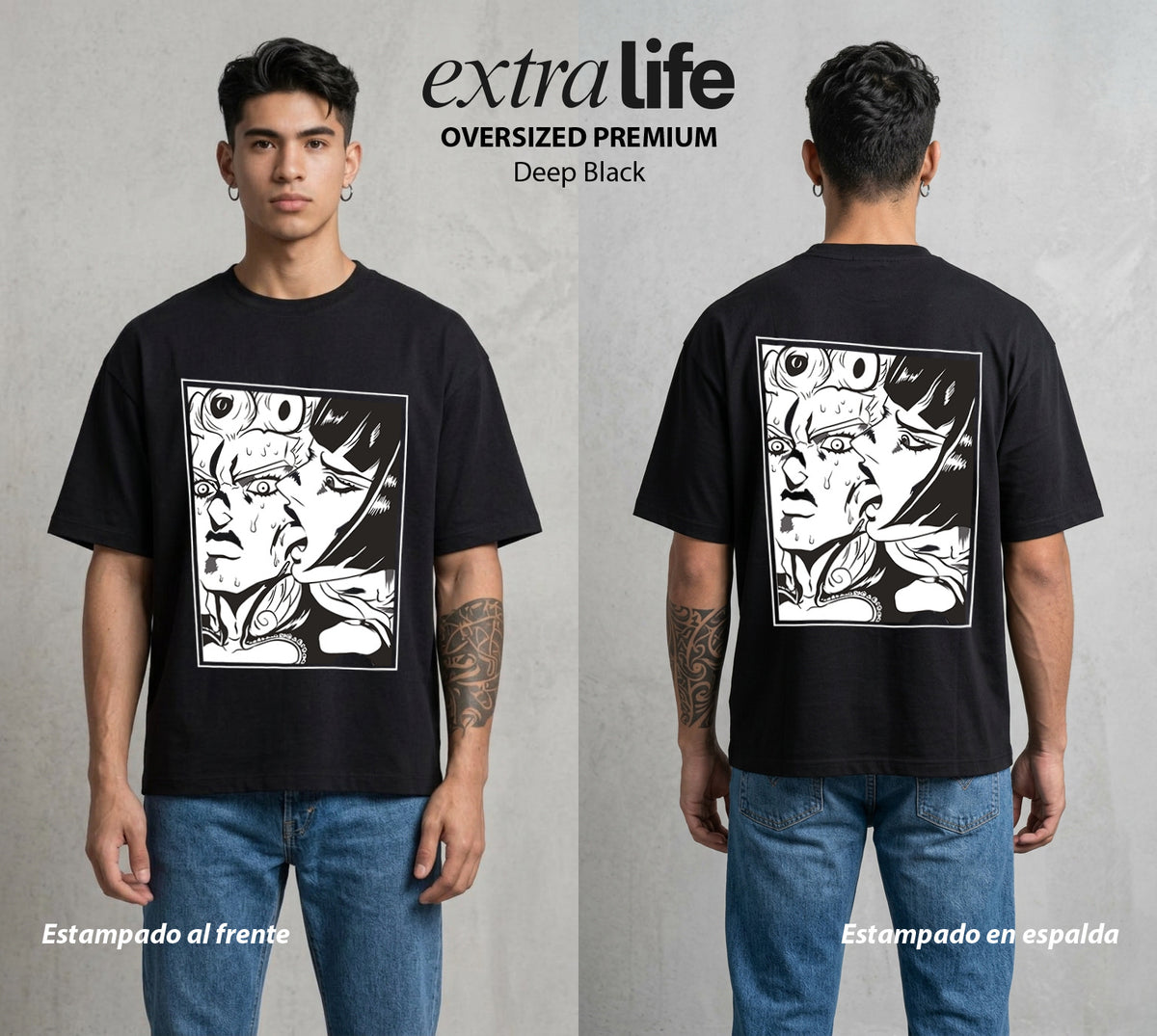 La Extrana Aventura | El Sueño Dorado #01751 - Playera Oversized Premium | Deep Black - Foto en modelo
