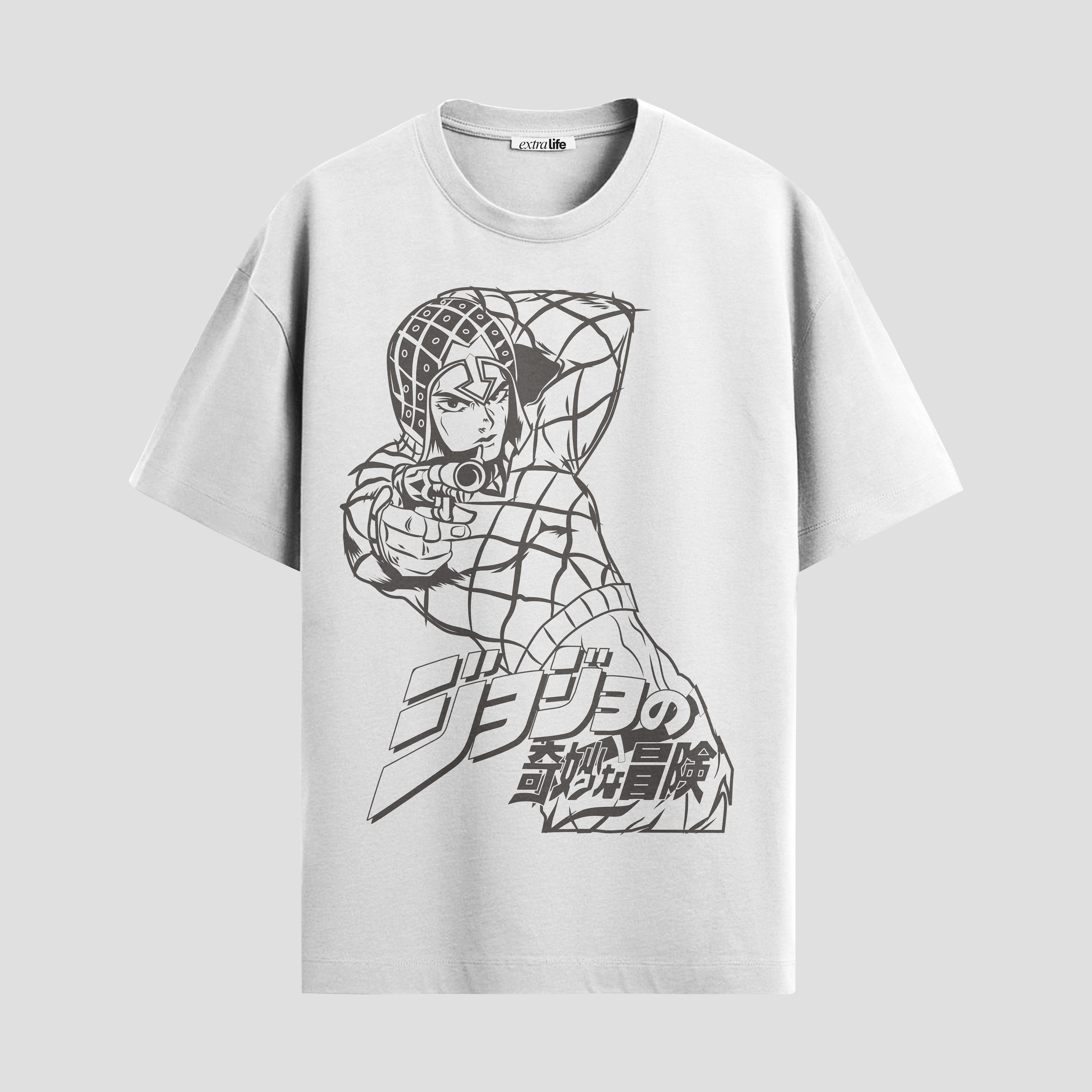 Playera urbana de anime y gaming ExtraLife MX, corte Standard Fit unisex ligero y transpirable en color Deep Black y Pure White, ropa de uso diario para gym y casual.