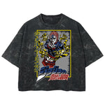 Playera streetwear premium de anime y gaming ExtraLife MX, corte boxy deluxe mineral wash heavyweight en color Acid Wash, moda urbana mexicana de culto.