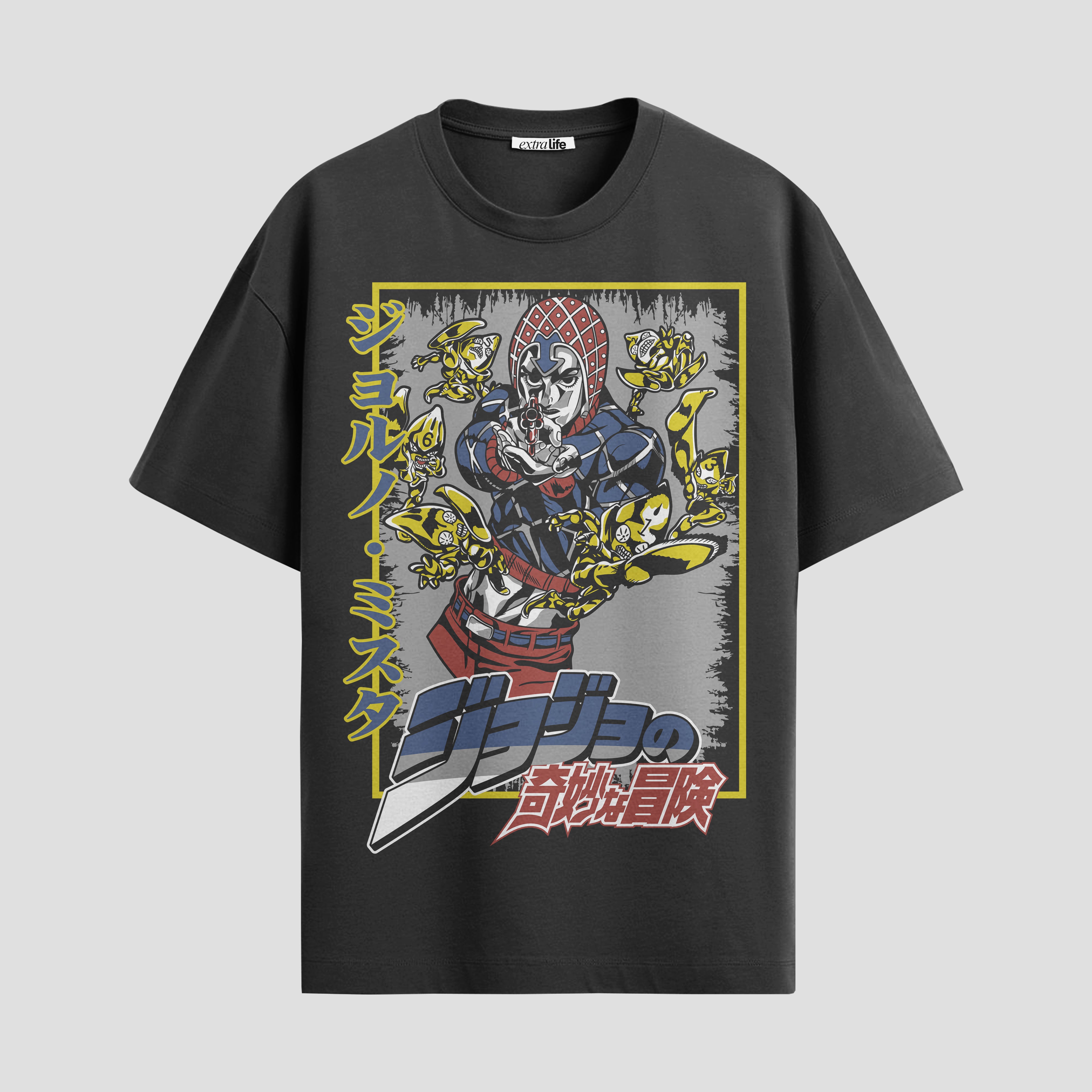 Playera urbana de anime y gaming ExtraLife MX, corte Standard Fit unisex ligero y transpirable en color Deep Black y Pure White, ropa de uso diario para gym y casual.