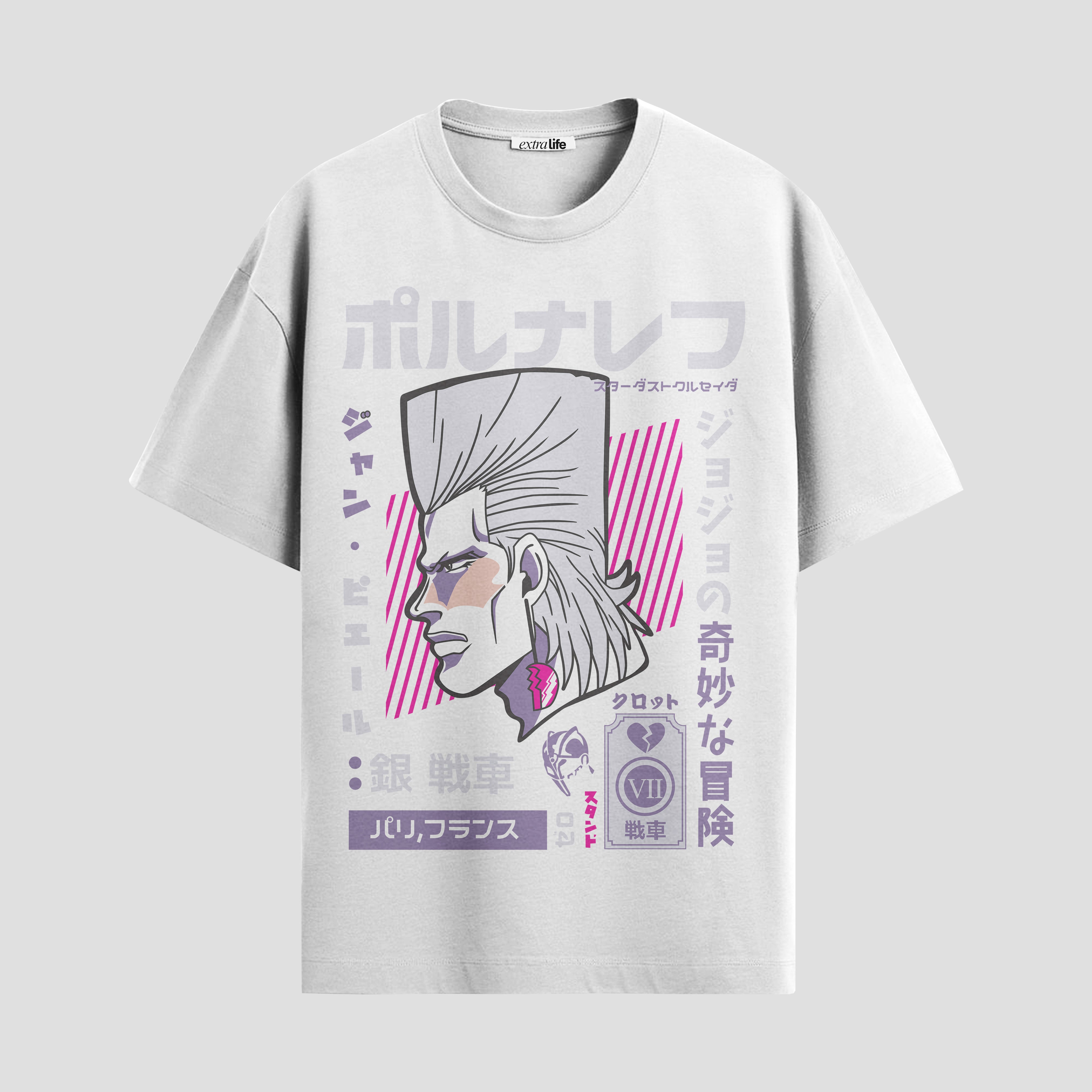 Playera urbana de anime y gaming ExtraLife MX, corte Standard Fit unisex ligero y transpirable en color Deep Black y Pure White, ropa de uso diario para gym y casual.