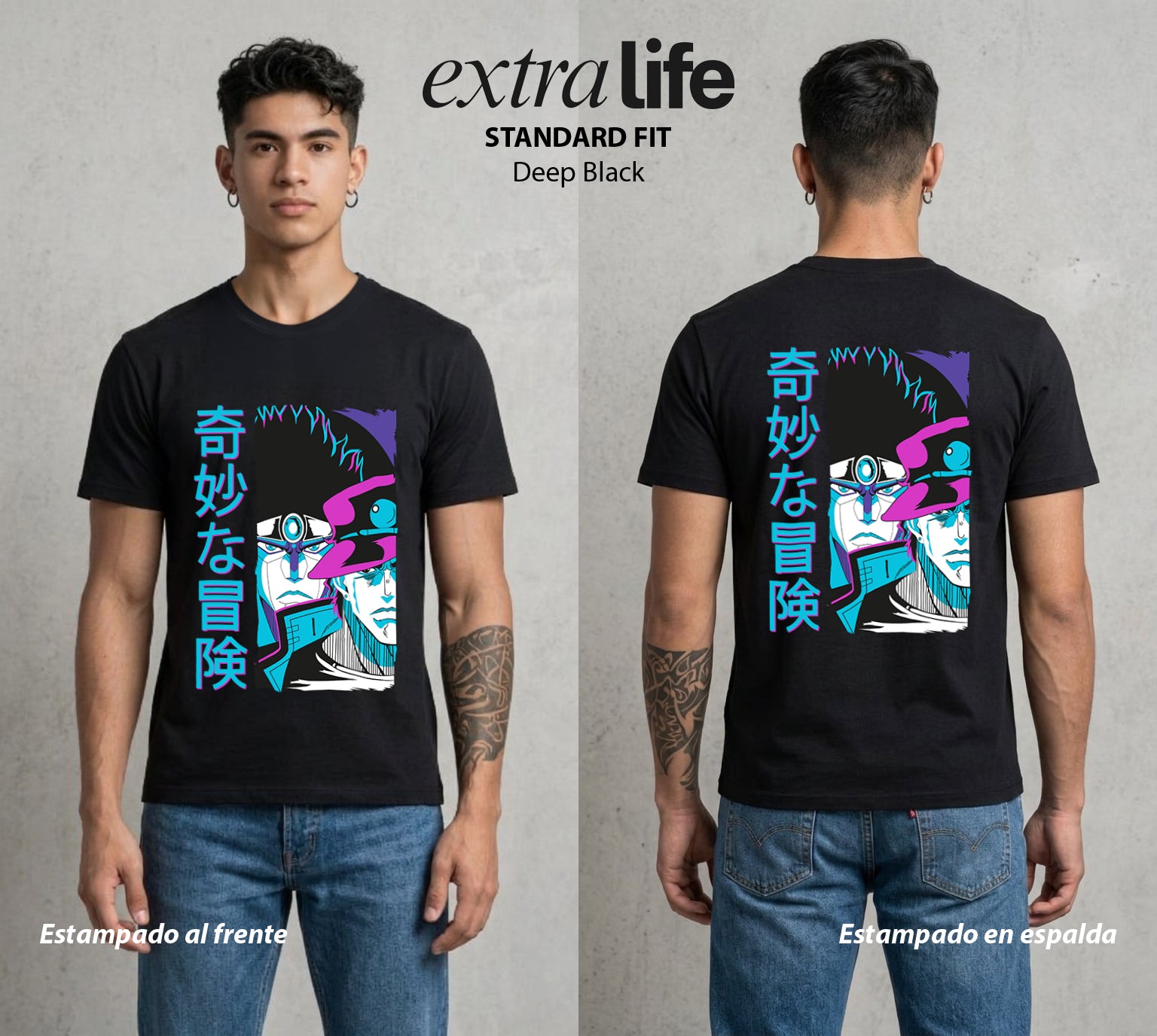 La Extrana Aventura | ORA ORA ORA #01763 - Playera Standard Fit | Deep Black - Foto en modelo