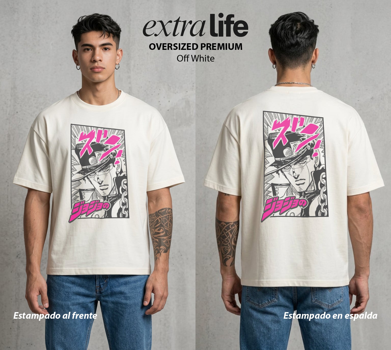 La Extrana Aventura | El Caminante Estelar #01764 - Playera Oversized Premium | Off White - Foto en modelo