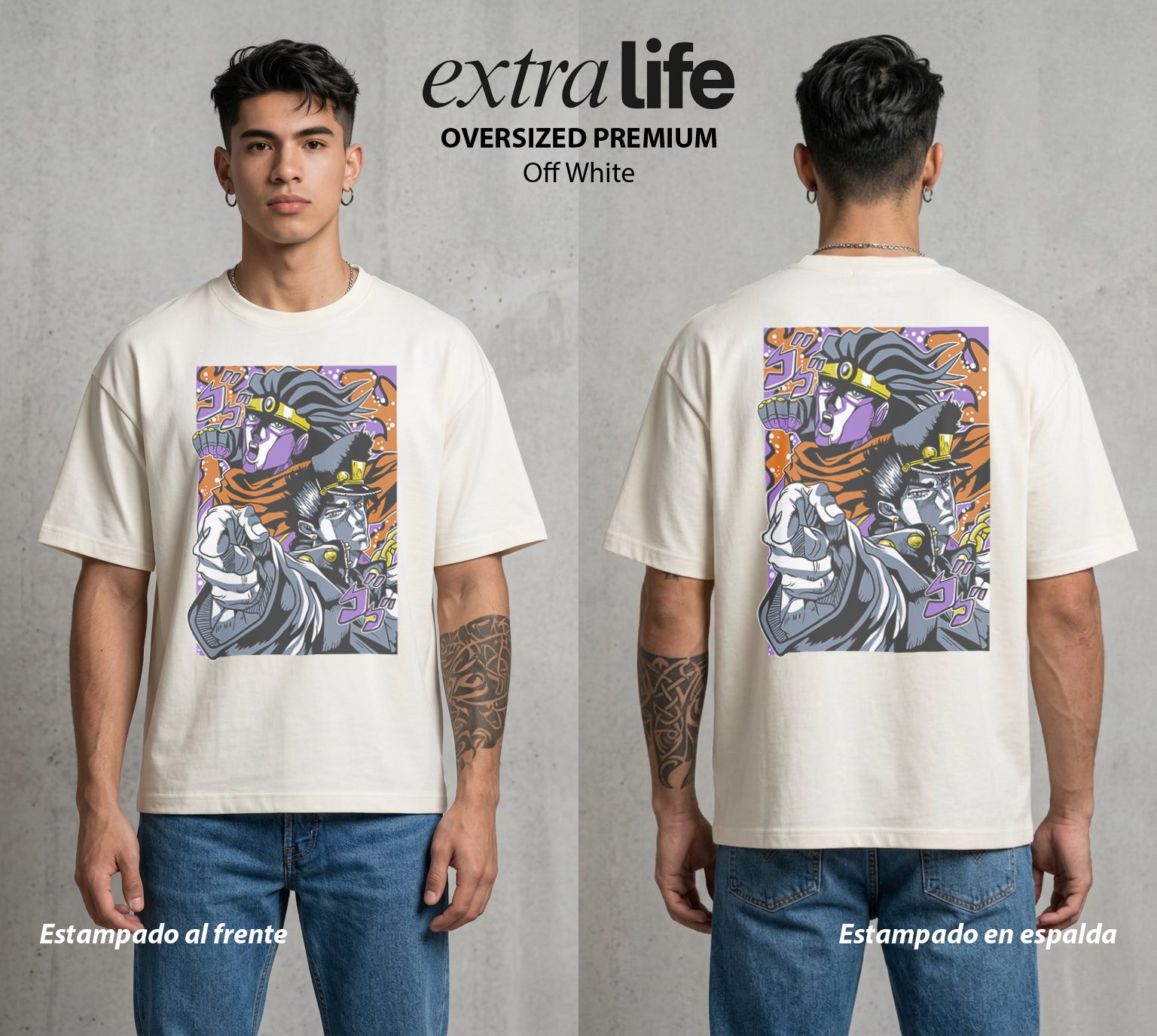 La Extrana Aventura | El Gordo del Destino #01766 - Playera Oversized Premium | Off White - Foto en modelo