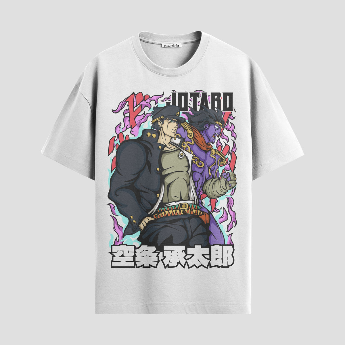 Playera urbana de anime y gaming ExtraLife MX, corte Classic Premium unisex ligero y transpirable en color Deep Black y Pure White, ropa de uso diario para gym y casual.